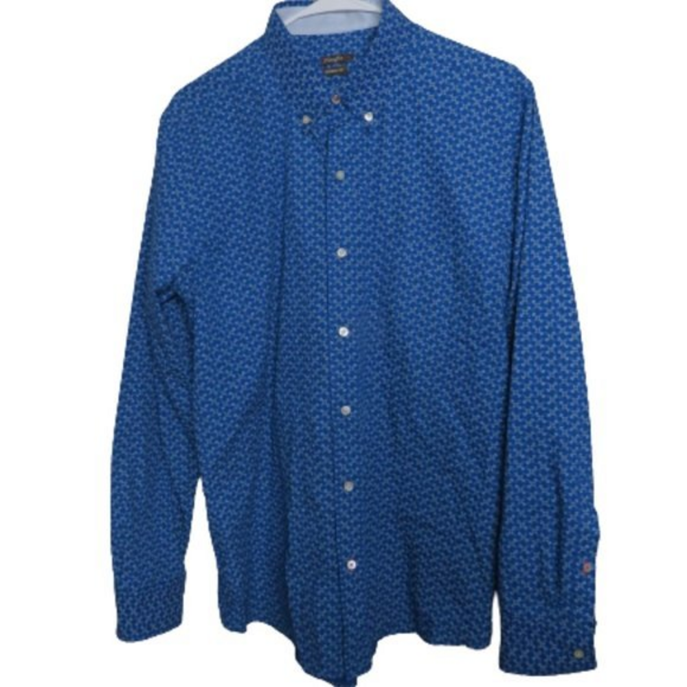 J. McLaughlin blue‎ button up shirt
